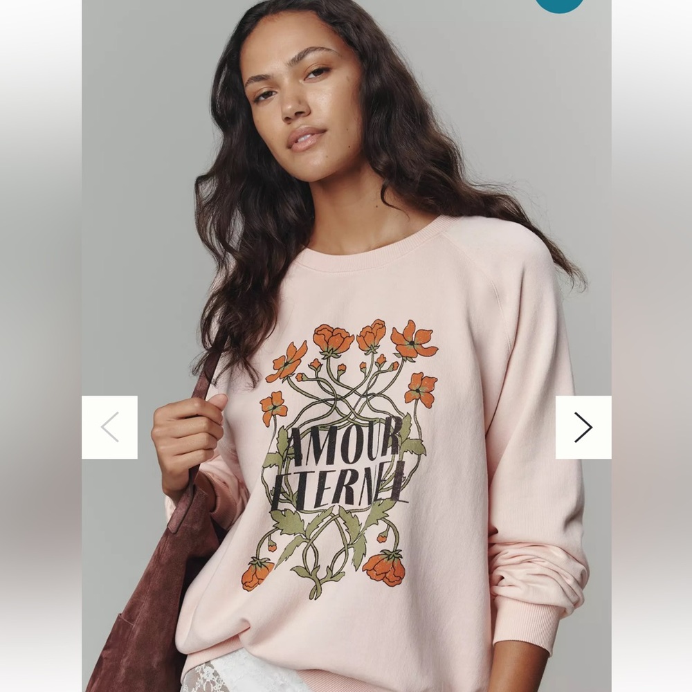 Anthropologie Graphic Blush Pink Sweatshirt